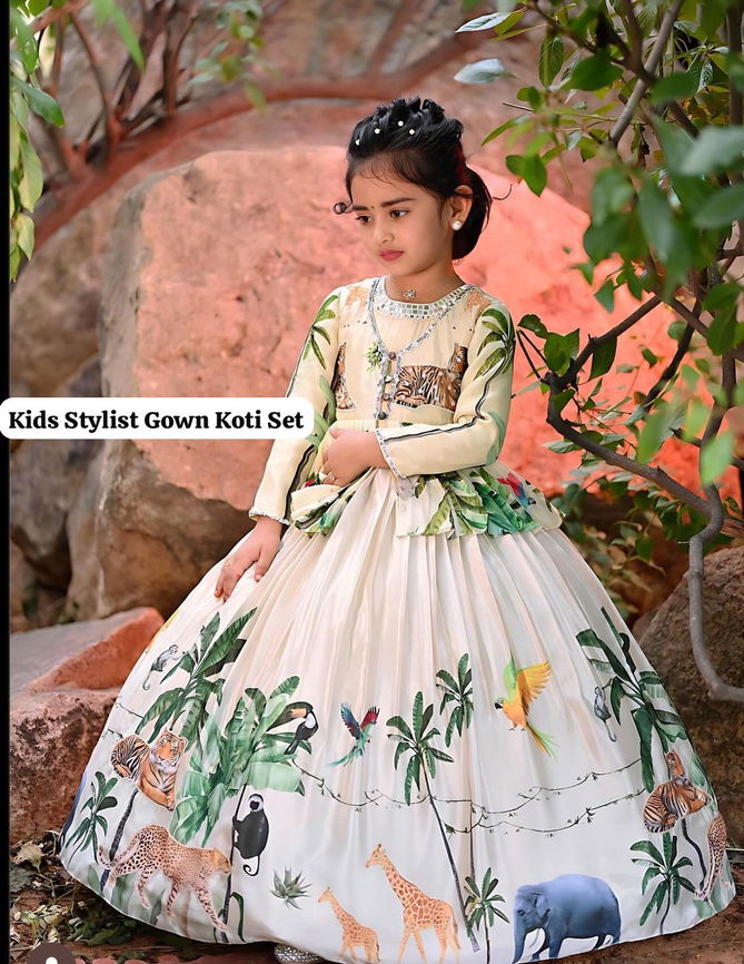 OC 183 Chinon Silk Kids Party Wear Indo Western Lehenga Wholesale Market In Surat